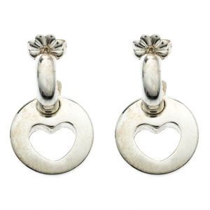 Pre Owned Tiffany & Co. Stencil Heart Drop Sterling Silver Earrings