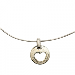 Pre Owned Tiffany & Co. Stencil Heart Pendant Wire Chain Necklace