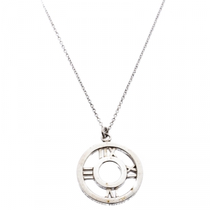 Pre Owned Tiffany & Co. Atlas Medallion Sterling Silver Pendant Necklace