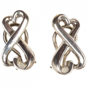 Pre Owned Tiffany & Co. Paloma Picasso Double Loving Heart Silver Earrings