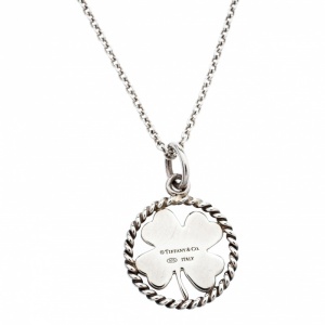 Pre Owned Tiffany Twist Clover Charm Silver Pendant 