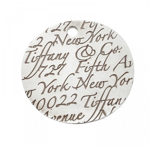 Pre Owned Tiffany & Co. Tiffany Notes Fifth Avenue New York Engraved Circular Silver Pendant Charm 