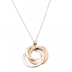 Pre Owned Tiffany &  Co. Tiffany 1837 Rubedo and Silver Interlocking Circles Pendant Necklace