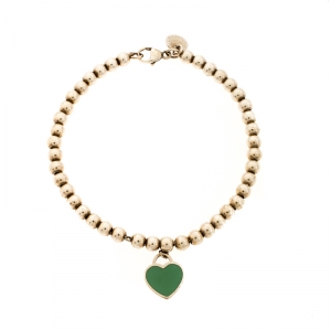Pre Owned Tiffany & Co. Return to Tiffany Heart Tag Enamel Silver Beads Bracelet