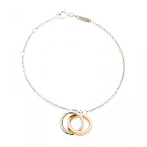 Pre Owned Tiffany & Co. Tiffany 1837 Silver Rubedo Interlocking Circles Chain Bracelet