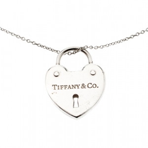 Pre Owned Tiffany & Co. Return to Tiffany Heart Lock Silver Pendant 