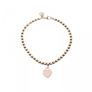 Pre Owned Tiffany & Co. Return to Tiffany Enamel Heart Tag Silver Bead Bracelet