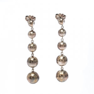 Pre Owned Tiffany & Co. Retired Graduated Bead Silver Drop Earrings