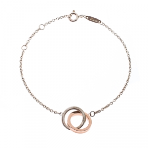 Pre Owned Tiffany & Co. Tiffany 1837 Silver Rubedo Interlocking Circles Chain Bracelet