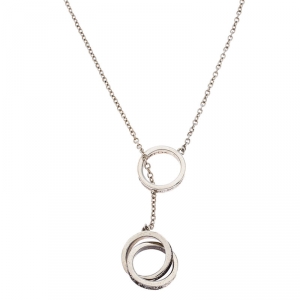 Pre Owned Tiffany & Co. 1837 Interlocking Circles Silver Lariat Pendant Necklace