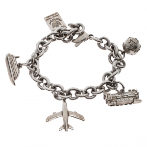 Pre Owned Tiffany & Co. Travel Charms Silver Chain Link Bracelet
