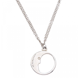 Pre Owned Tiffany & Co. Man in the Moon Charm Silver Pendant Necklace