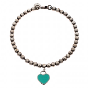 Tiffany & Co. Return to Tiffany Enamel Heart Tag Silver Beads Bracelet