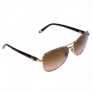 Pre Owned Tiffany & Co. Rose Gold/Brown Gradient TF3036-B Aviator Sunglasses