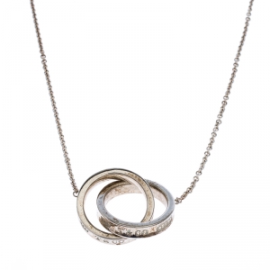 Pre Owned Tiffany & Co. 1837 Interlocking Circles Silver Pendant Necklace