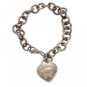 Pre Owned Tiffany & Co. Return to Tiffany Heart Tag Silver Bracelet