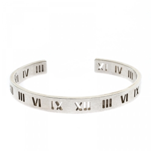 Pre Owned Tiffany & Co. Atlas Roman Numeral Sterling Silver Open Cuff Bracelet