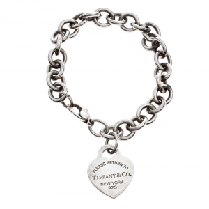 Pre Owned Tiffany & Co. Return to Tiffany Heart Tag Charm Bracelet 
