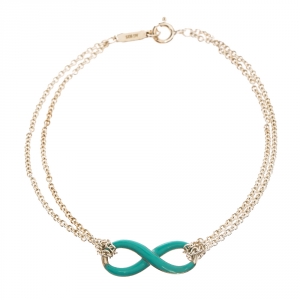 Pre Owned Tiffany & Co. Infinity Blue Enamel Silver Bracelet