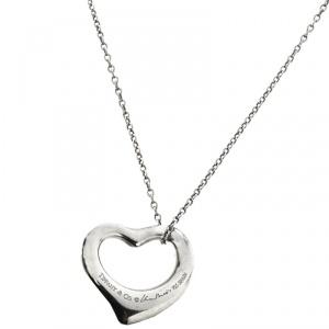 Pre Owned Tiffany & Co. Elsa Peretti Open Heart Silver Pendant Necklace