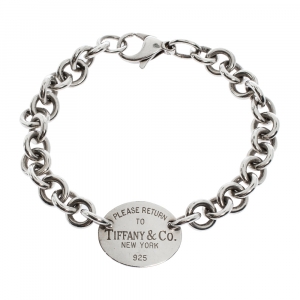 Pre Owned Tiffany & Co. Return To Tiffany Oval Tag Silver Bracelet