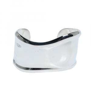 Pre Owned Tiffany & Co. Elsa Peretti Small Bone Silver Wide Cuff Bracelet