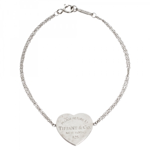 Pre Owned Tiffany & Co. Return To Tiffany Heart Tag Silver Chain Bracelet