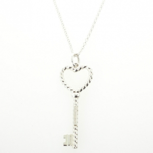 Pre Owned Tiffany & Co. Silver Twisted Key Pendant Necklace