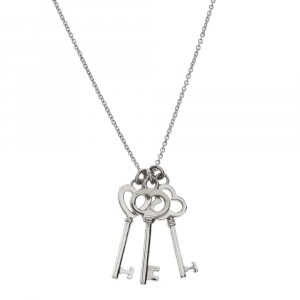 Pre Owned Tiffany & Co. Silver Mini Three-Key Pendant Necklace