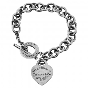 Pre Owned Tiffany & Co. Return to Tiffany Heart Tag Silver Toggle Charm Bracelet