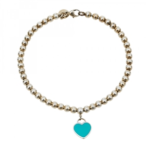 Pre Owned Tiffany & Co. Return to Tiffany Enamel Heart Tag Bead Bracelet