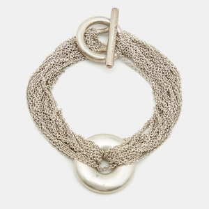Pre Owned Tiffany & Co. Sterling Silver Circle Mesh Toggle Bracelet