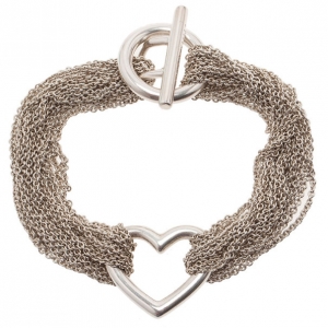 Pre Owned Tiffany & Co. Ten Chain Heart Bracelet 19CM