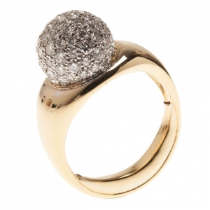 Tiffany & Co. Vintage Paloma Picasso 18K Yellow Gold Diamond Pavé Ball Ring Size 50