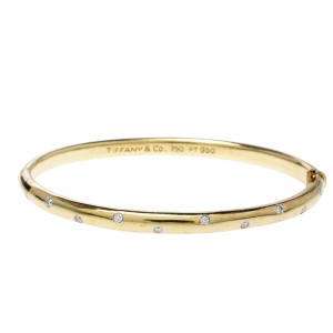Pre Owned Tiffany & Co. Etoile Diamond Platinum 18k Yellow Gold Bangle Bracelet