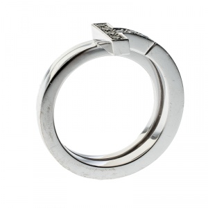 Pre Owned Tiffany & Co. Tiffany T Wrap Diamond 18k White Gold Ring Size 50