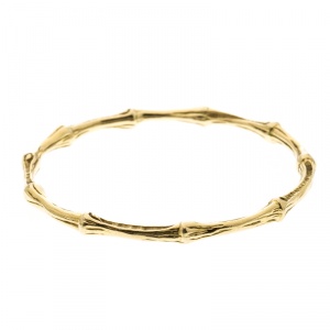 Pre Owned Tiffany & Co. Bamboo Textured 18k Yellow Gold Oval Bangle Bracelet