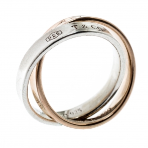  خاتم تيفاني & كو. 1837 حلقات متشابكة ذهب وردي عيار 18 وفضة