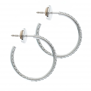 Pre Owned Tiffany & Co. Tiffany Metro Diamond 18k White Gold Hoop Earrings