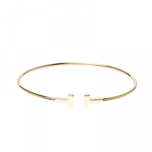 Pre Owned Tiffany & Co. T Wire 18k Yellow Gold Narrow Bracelet 