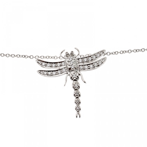 Pre Owned Tiffany & Co. Dragonfly Diamond Platinum Pendant Necklace
