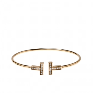 Pre Owned Tiffany & Co. T Wire Diamond 18k Yellow Gold Bracelet