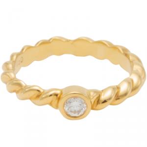 Pre Owned Tiffany & Co. 18K Yellow Gold Twisted Wire Diamond Ring Size 52