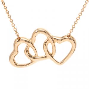 Tiffany & Co. 18K Yellow Triple Heart Necklace
