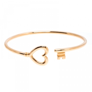 Pre Owned Tiffany & Co. Tiffany Keys Wire Heart 18K Rose Gold Open Bracelet