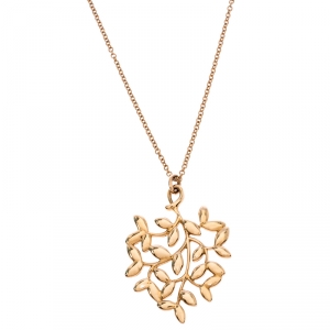 Pre Owned Tiffany & Co. Paloma Picasso Olive Leaf 18K Rose Gold Pendant Necklace