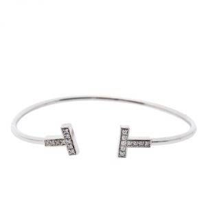 Pre Owned Tiffany & Co. T Wire Diamond 18K White Gold Bracelet
