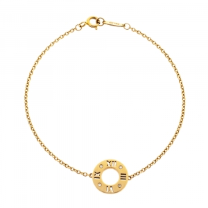 Pre Owned Tiffany & Co. Atlas Pierced Diamond 18K Rose Gold Bracelet