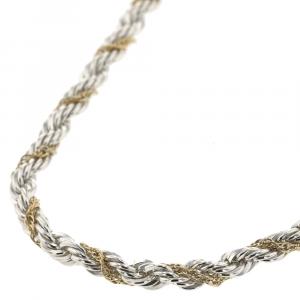 Pre Owned Tiffany & Co. Twisted Rope 18K Yellow Gold Silver Chain Necklace