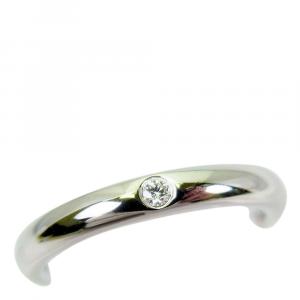 Pre Owned Tiffany & Co. Stacking Band Diamond Platinum Silver Ring Size 47